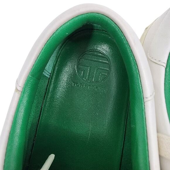 Tory Burch Womens White & Green Leather Sneakers W/ Ruffle Detail Size 7.5 - Picture 2 of 6